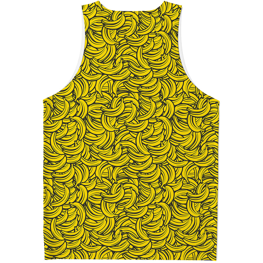 Yellow Banana Pattern Print Men's Tank Top