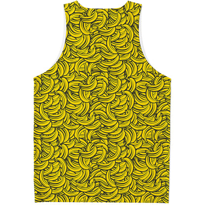 Yellow Banana Pattern Print Men's Tank Top
