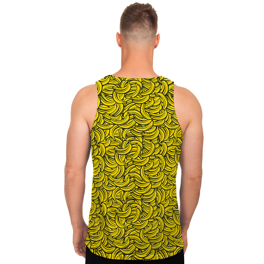 Yellow Banana Pattern Print Men's Tank Top