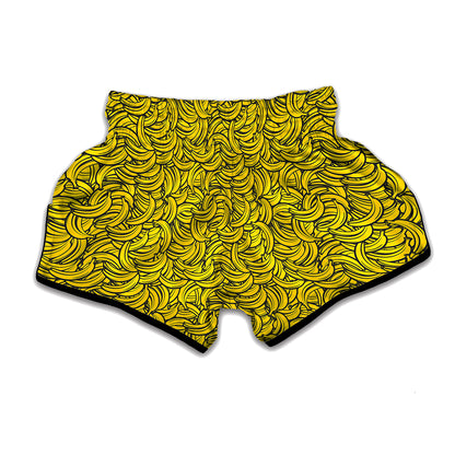 Yellow Banana Pattern Print Muay Thai Boxing Shorts