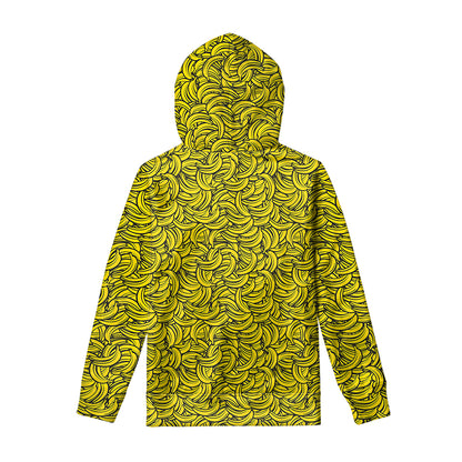 Yellow Banana Pattern Print Pullover Hoodie