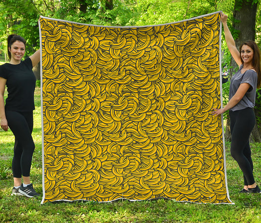 Yellow Banana Pattern Print Quilt