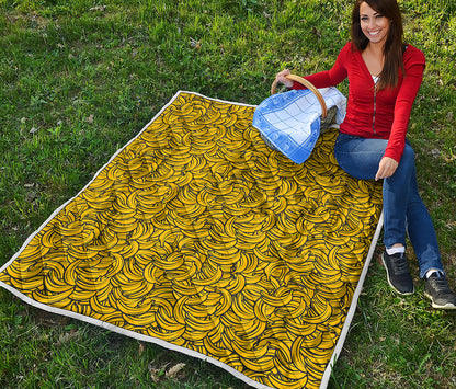 Yellow Banana Pattern Print Quilt