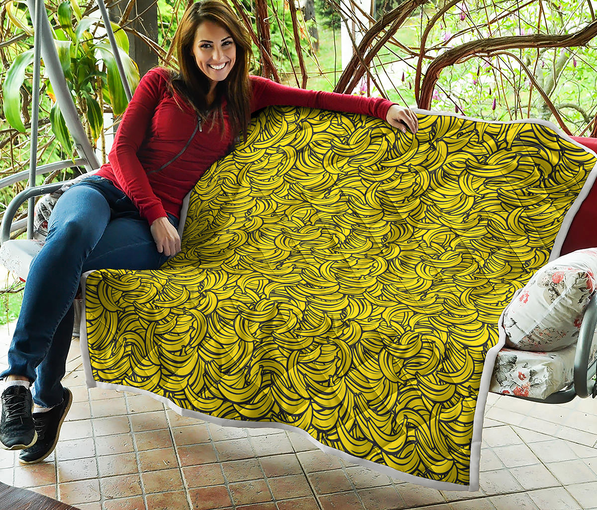 Yellow Banana Pattern Print Quilt