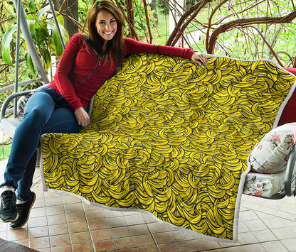 Yellow Banana Pattern Print Quilt