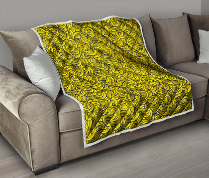 Yellow Banana Pattern Print Quilt