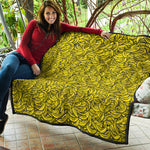 Yellow Banana Pattern Print Quilt