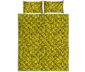 Yellow Banana Pattern Print Quilt Bed Set