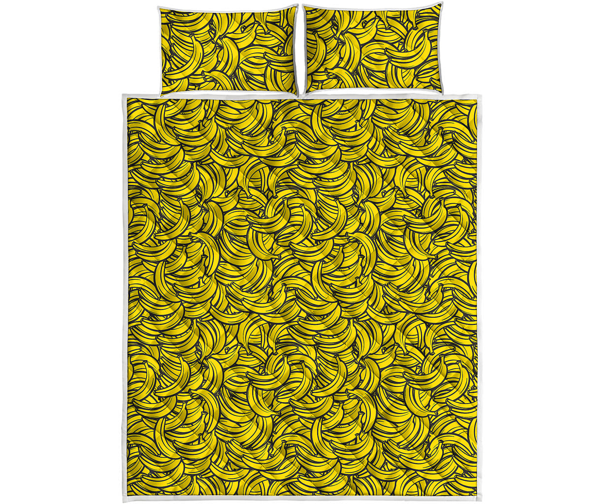 Yellow Banana Pattern Print Quilt Bed Set