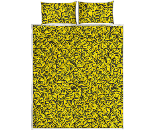 Yellow Banana Pattern Print Quilt Bed Set