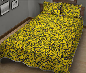 Yellow Banana Pattern Print Quilt Bed Set