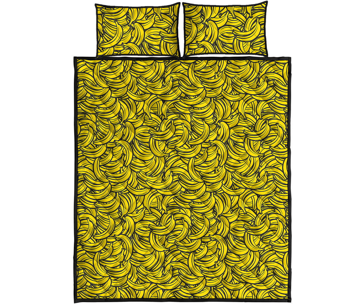 Yellow Banana Pattern Print Quilt Bed Set