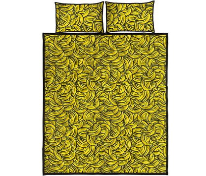 Yellow Banana Pattern Print Quilt Bed Set