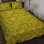 Yellow Banana Pattern Print Quilt Bed Set