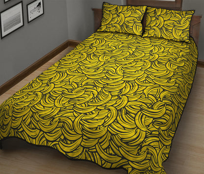 Yellow Banana Pattern Print Quilt Bed Set