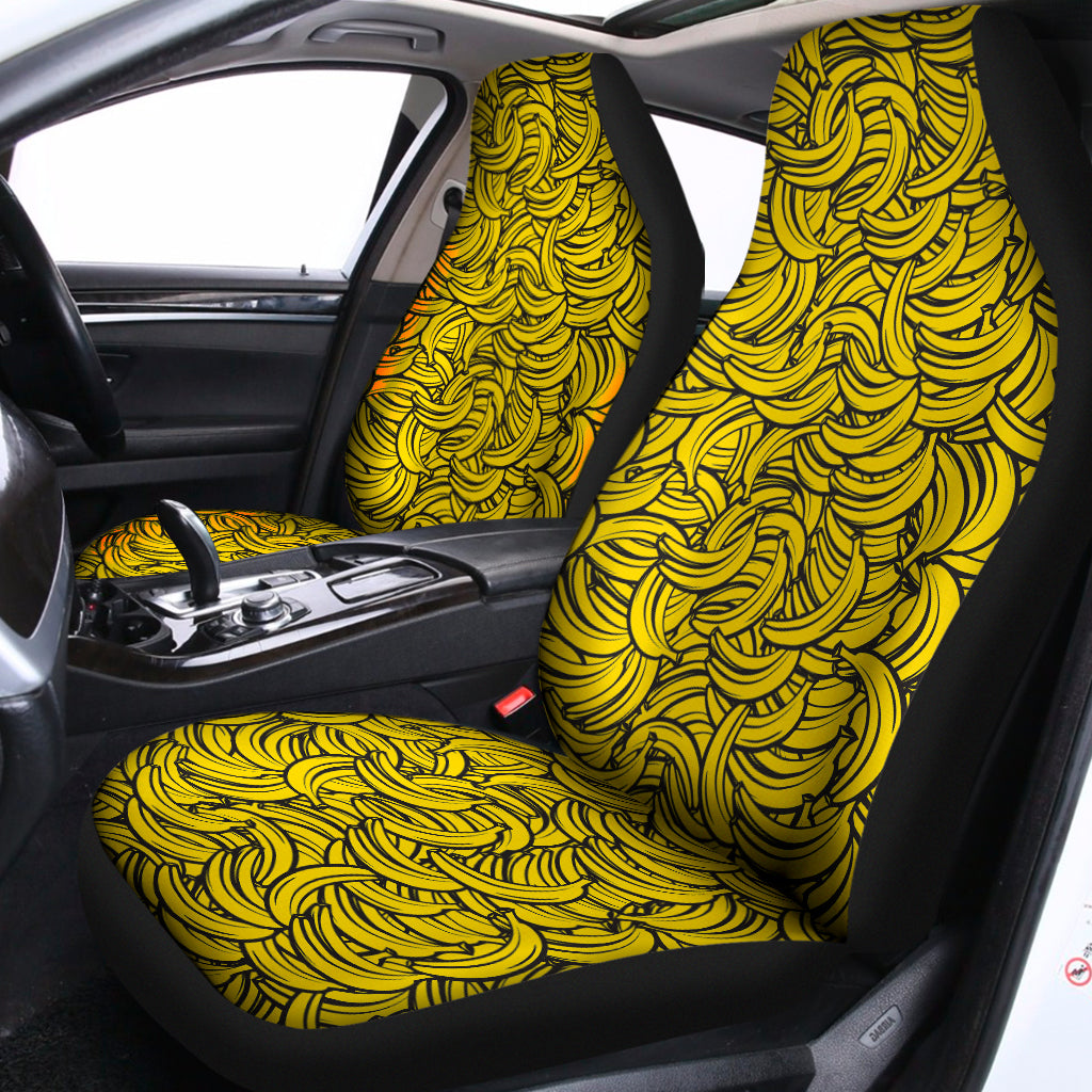 Yellow Banana Pattern Print Universal Fit Car Seat Covers