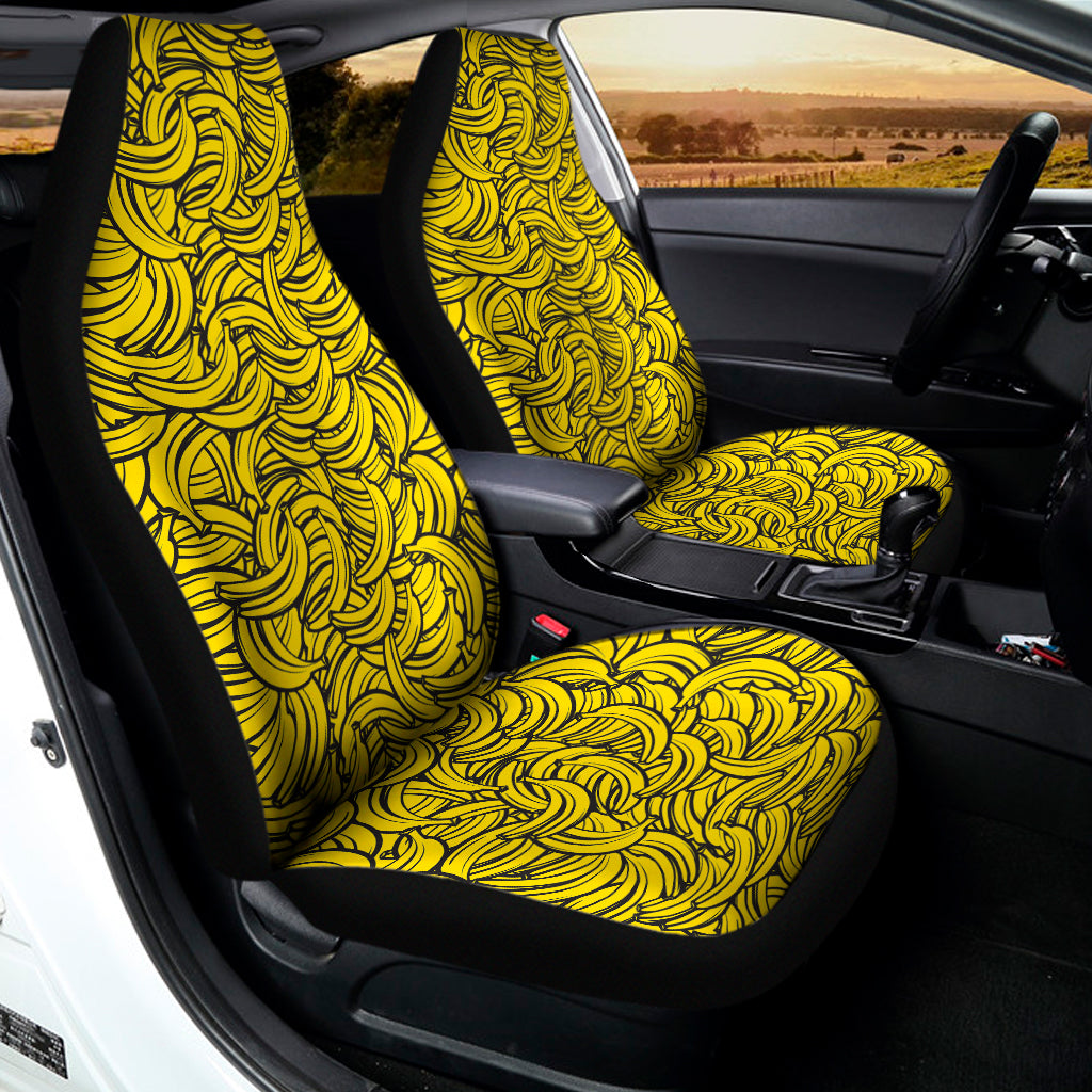 Yellow Banana Pattern Print Universal Fit Car Seat Covers