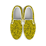 Yellow Banana Pattern Print White Slip On Shoes