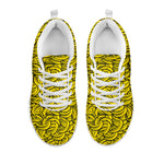 Yellow Banana Pattern Print White Sneakers