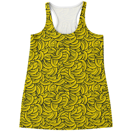 Yellow Banana Pattern Print Women's Racerback Tank Top