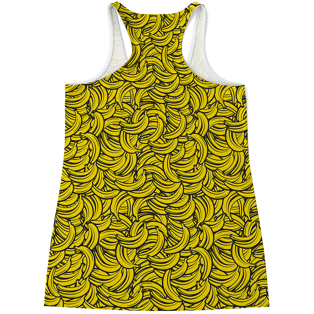 Yellow Banana Pattern Print Women's Racerback Tank Top