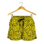Yellow Banana Pattern Print Women's Shorts