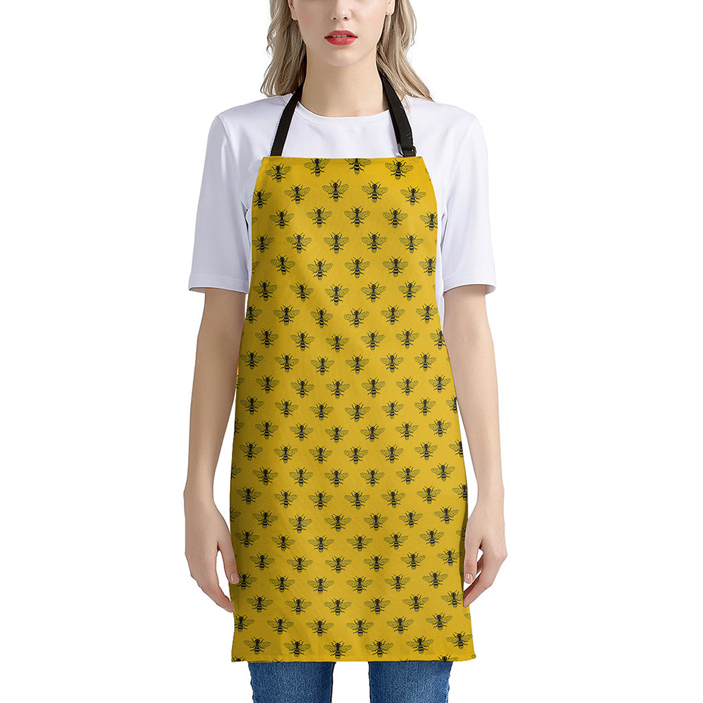 Yellow Bee Pattern Print Apron