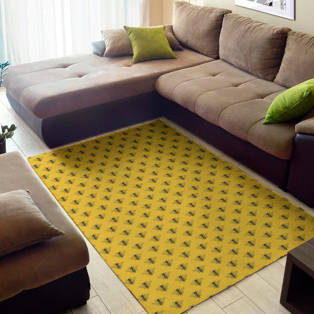 Yellow Bee Pattern Print Area Rug