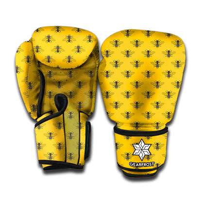 Yellow Bee Pattern Print Boxing Gloves