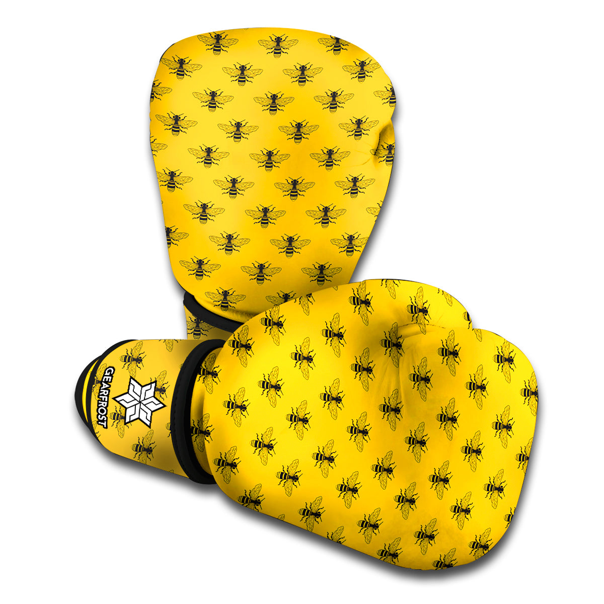 Yellow Bee Pattern Print Boxing Gloves