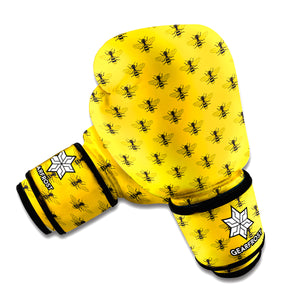 Yellow Bee Pattern Print Boxing Gloves