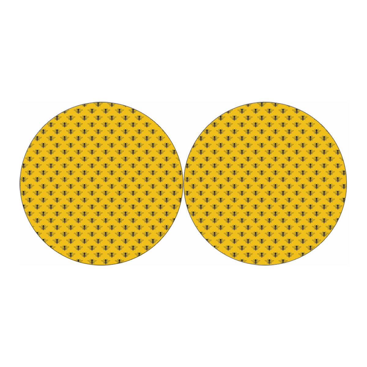 Yellow Bee Pattern Print Car Coasters