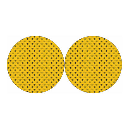 Yellow Bee Pattern Print Car Coasters