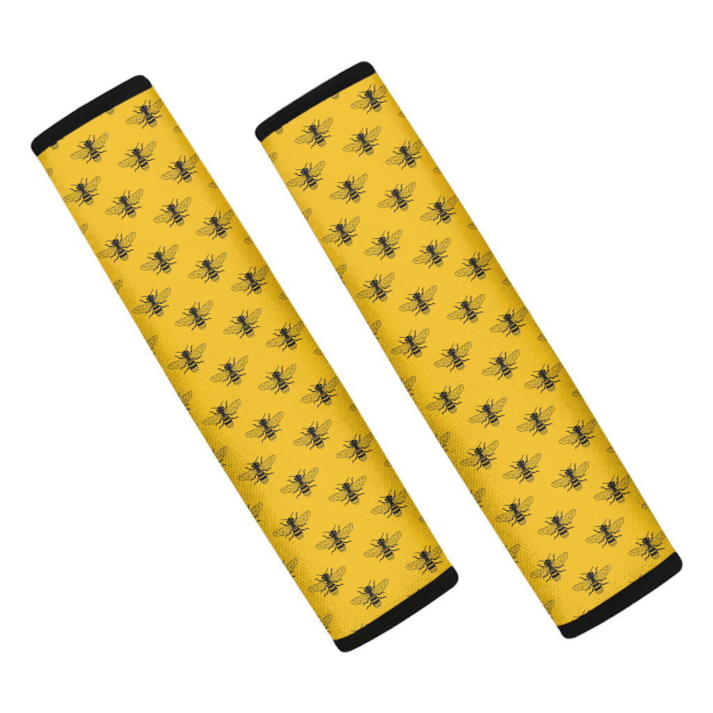Yellow Bee Pattern Print Car Seat Belt Covers