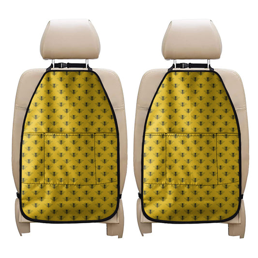 Yellow Bee Pattern Print Car Seat Organizers