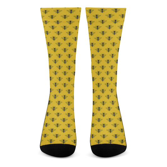 Yellow Bee Pattern Print Crew Socks