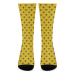 Yellow Bee Pattern Print Crew Socks