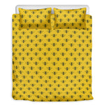 Yellow Bee Pattern Print Duvet Cover Bedding Set