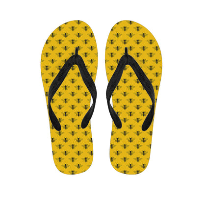Yellow Bee Pattern Print Flip Flops