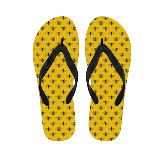 Yellow Bee Pattern Print Flip Flops