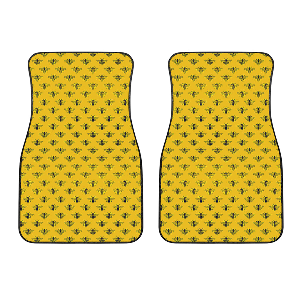 Yellow Bee Pattern Print Front Car Floor Mats