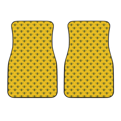Yellow Bee Pattern Print Front Car Floor Mats