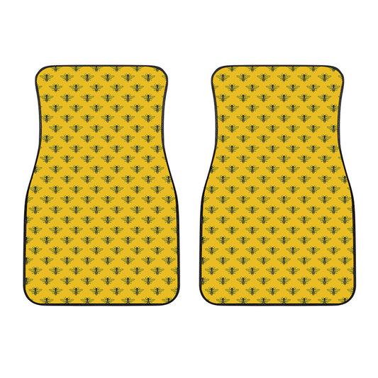 Yellow Bee Pattern Print Front Car Floor Mats