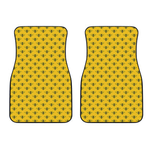 Yellow Bee Pattern Print Front Car Floor Mats