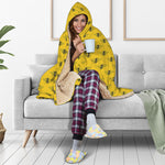 Yellow Bee Pattern Print Hooded Blanket