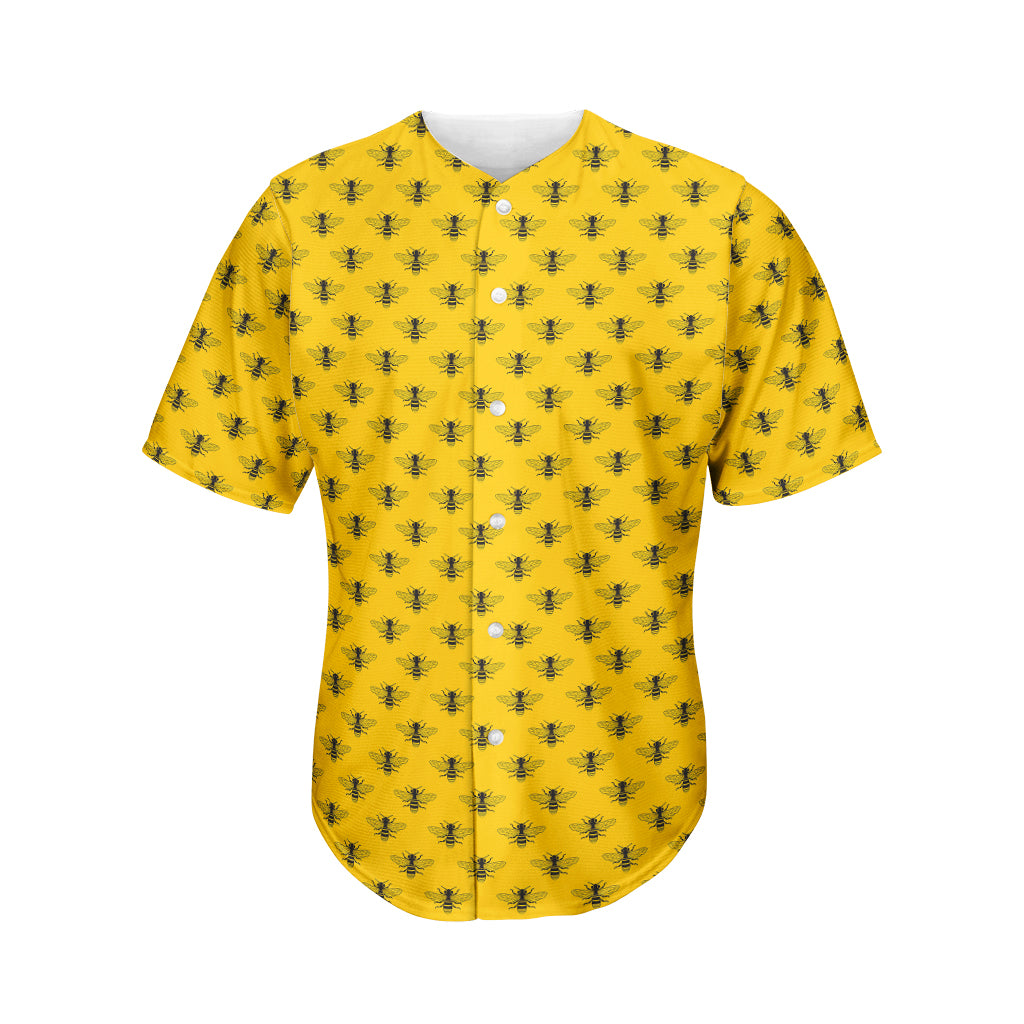 Yellow Bee Pattern Print Men's Baseball Jersey