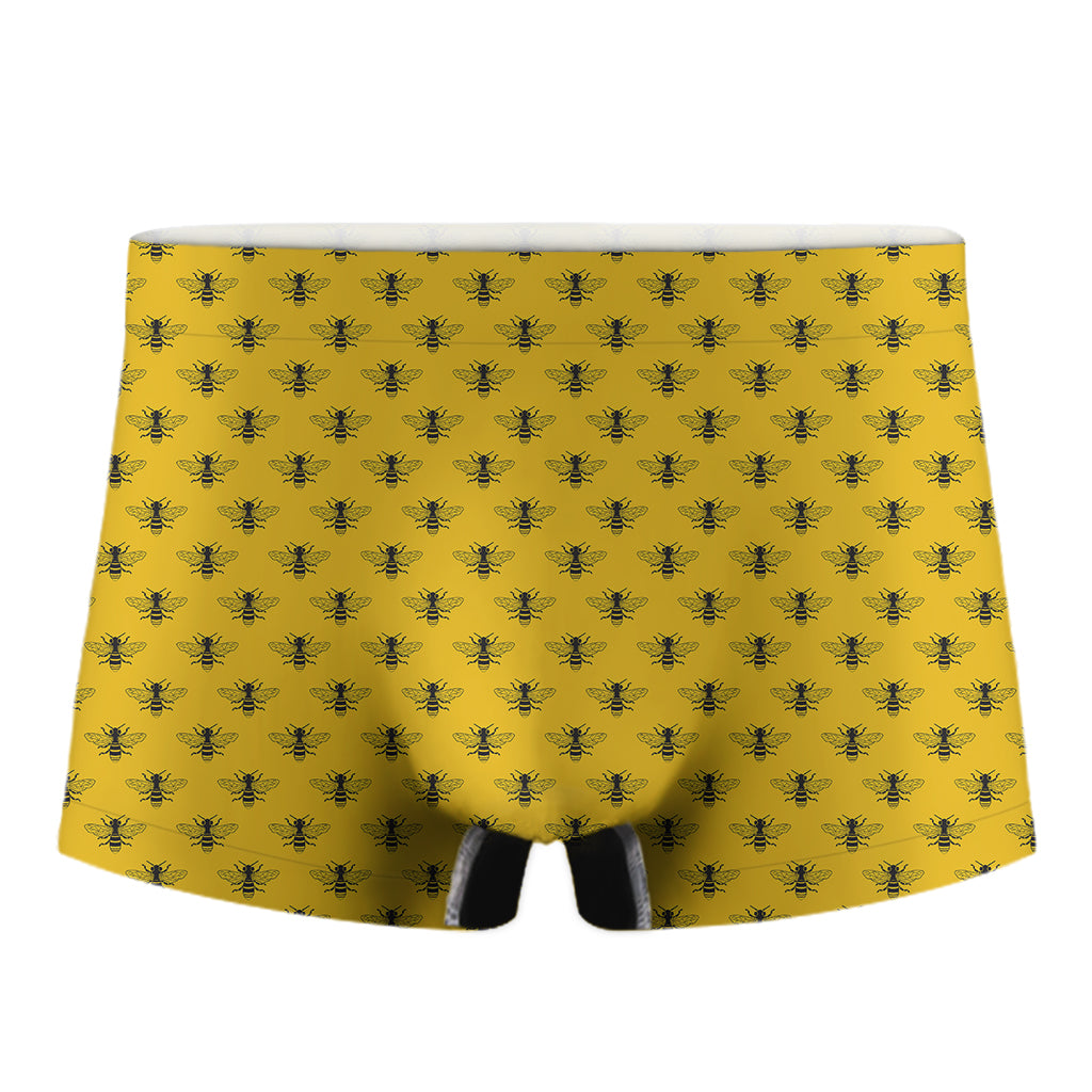 Yellow Bee Pattern Print Men's Boxer Briefs