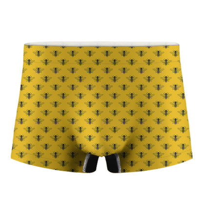 Yellow Bee Pattern Print Men's Boxer Briefs