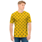 Yellow Bee Pattern Print Men's T-Shirt
