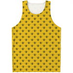 Yellow Bee Pattern Print Men's Tank Top